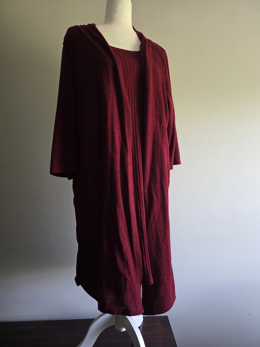 Connected Apparel Women’s 24W Burgundy 2 Piece Cardigan Tank Top Set Plus Size